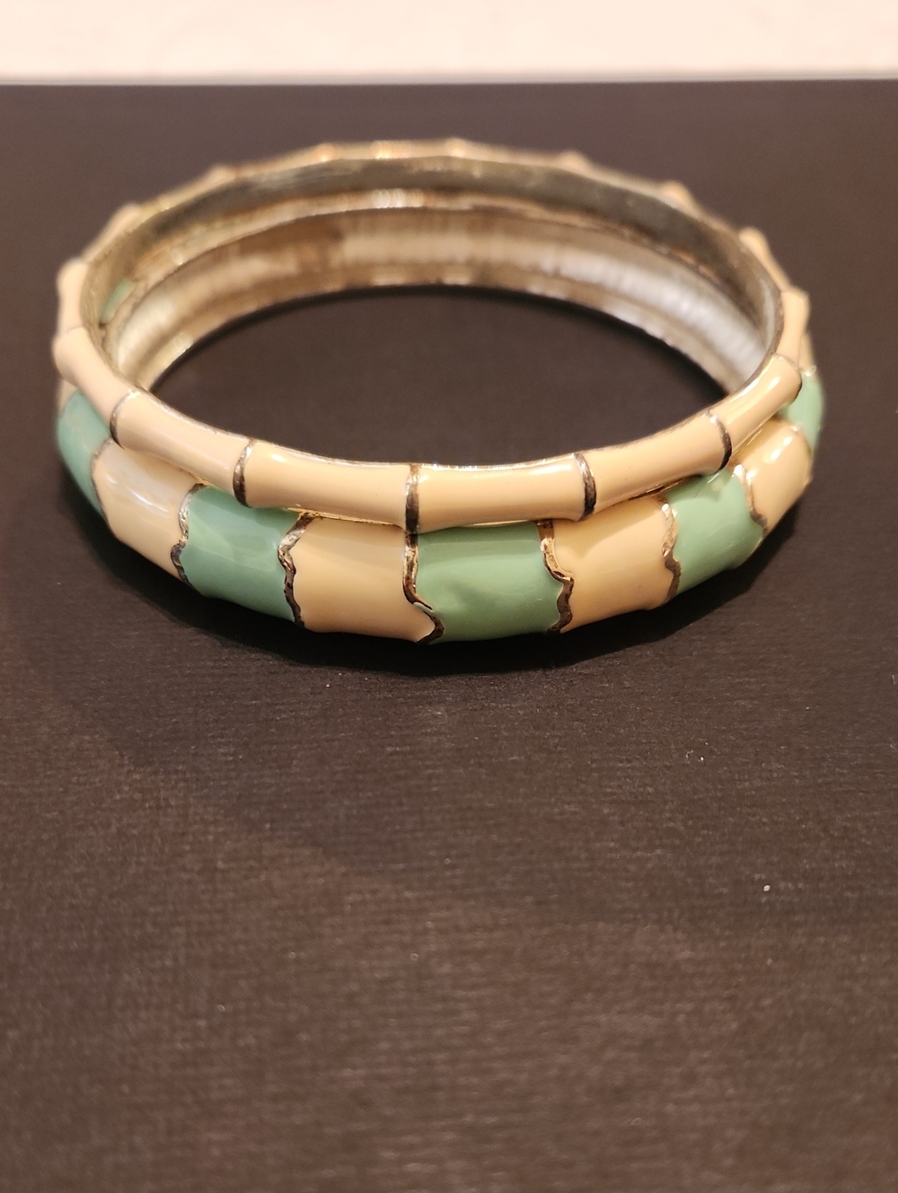 Cream and Mint Enamel Bangle Bracelets - Women Jewelry